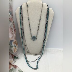 - Lia Sophia Teals and Blues Pendant  and Convertible Necklaces